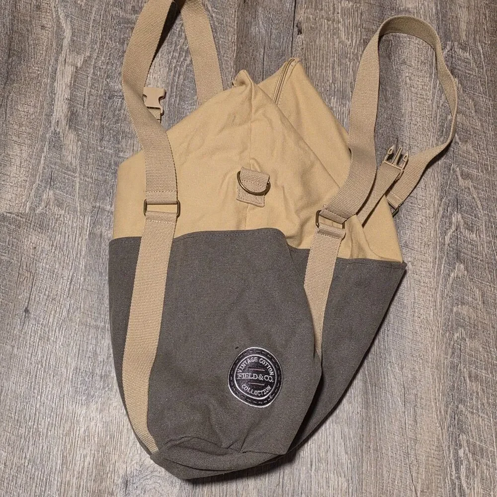 Scan Writer Green Tan Tote Carry Bag Vintage Cotton Field Co Collection 19X6X5